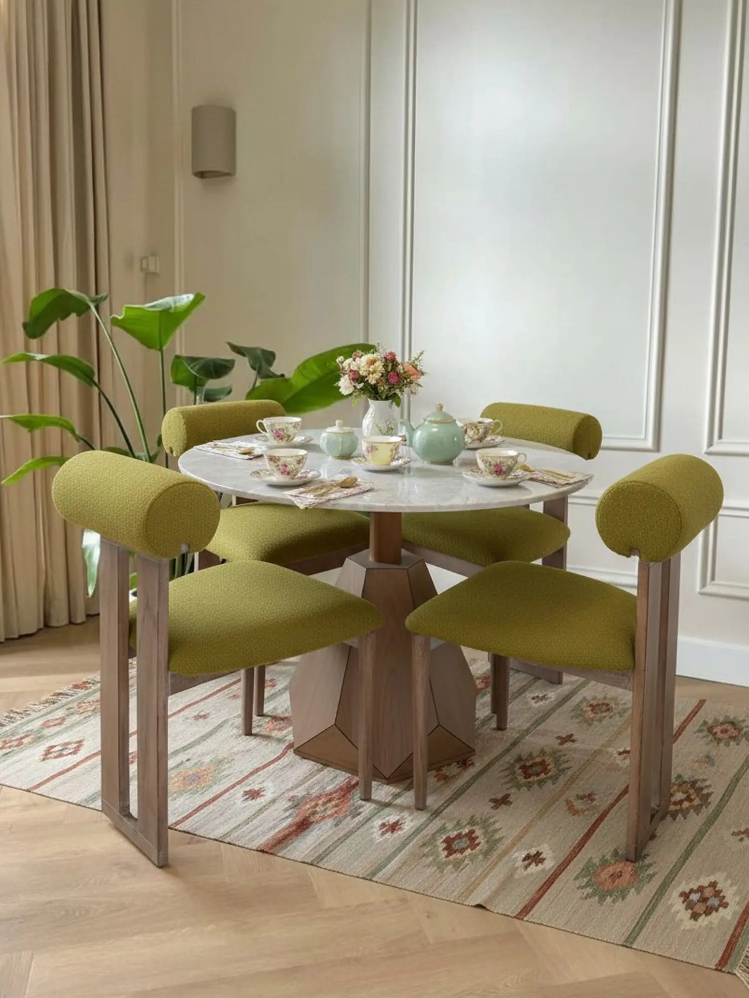 Poel Ahşap Ayaklı Mermerit 4 Kişilik Yemek Masası - Evimlüks