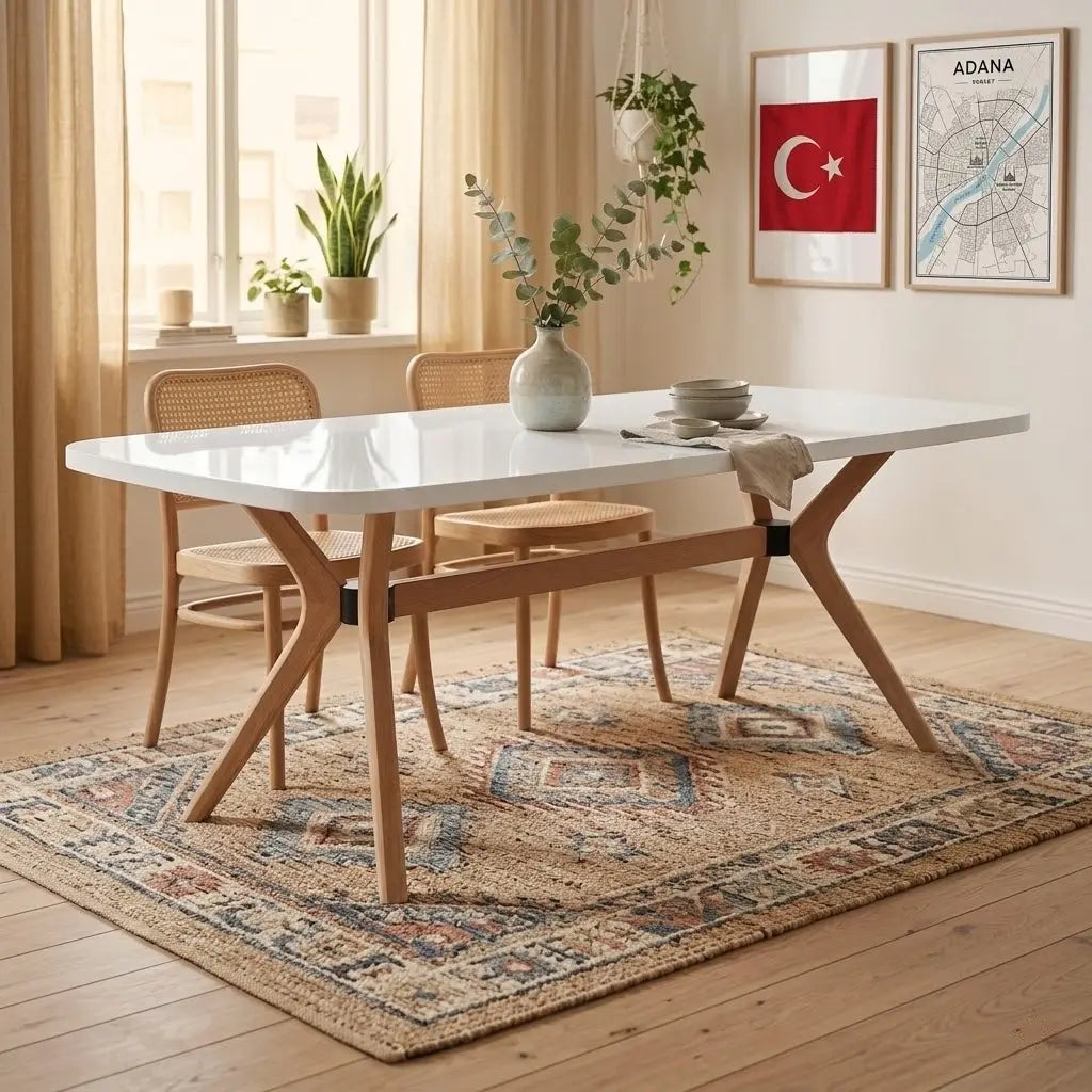 ahşap 6 kişilik yemek masası ayağı 