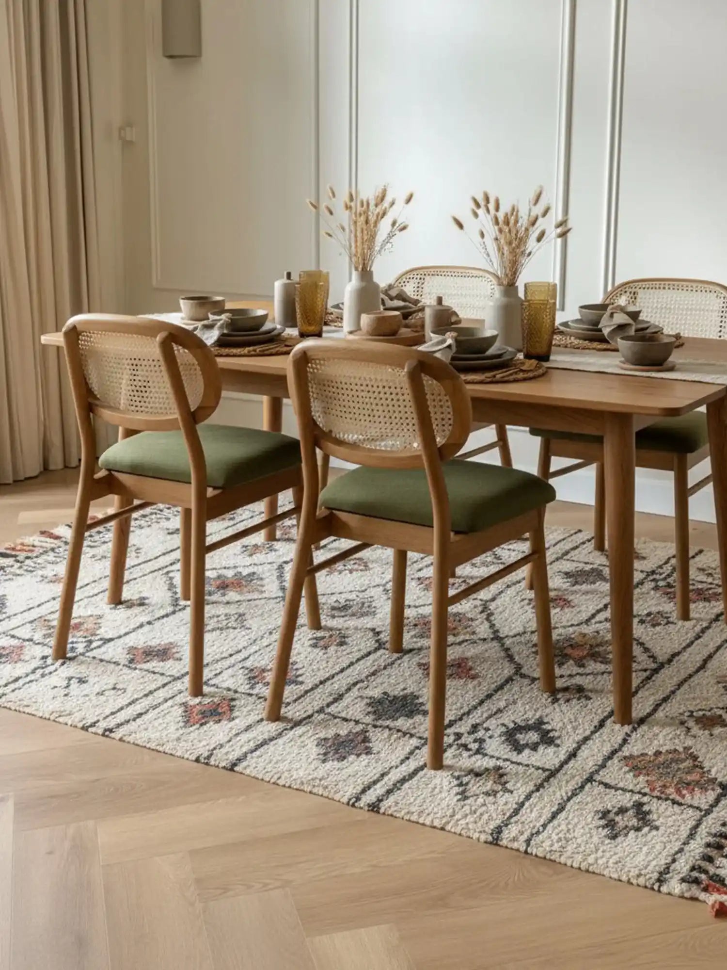 hazeranlı masif ahşap sandalye naturel 