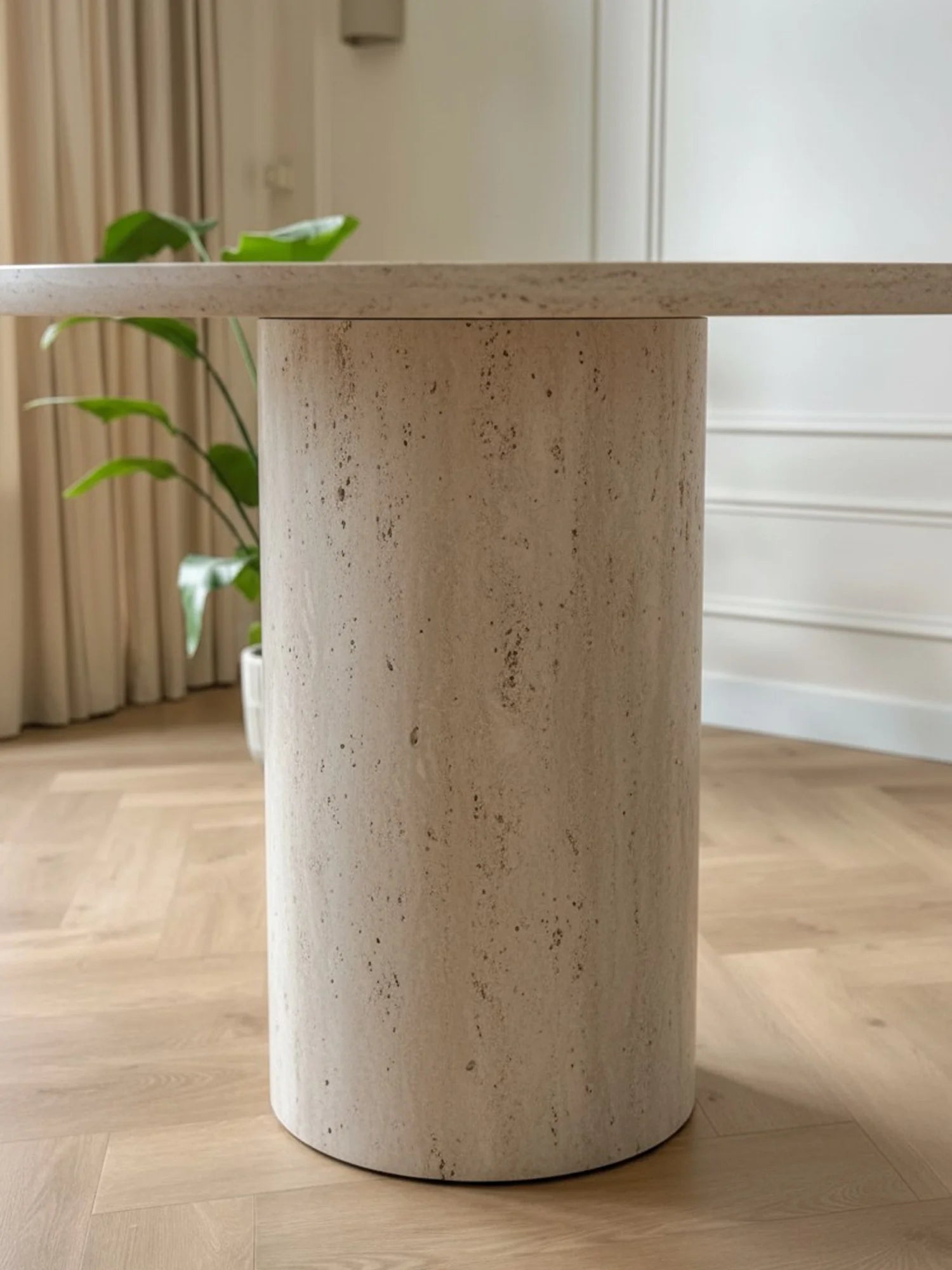 Silindir 4 Kişilik Bohem Traverten Yemek Masası - Evimlüks