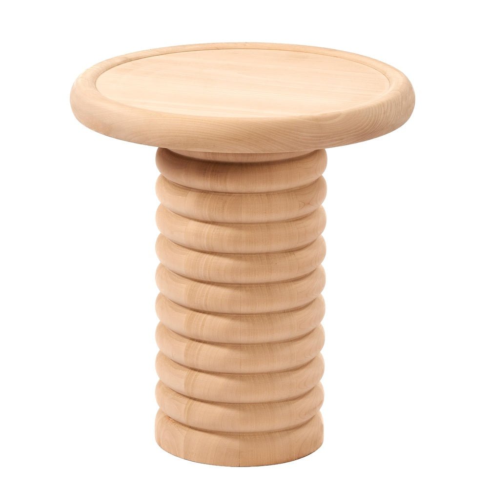 Ham Ahşap Torna Yan Sehpa - Evimlüks