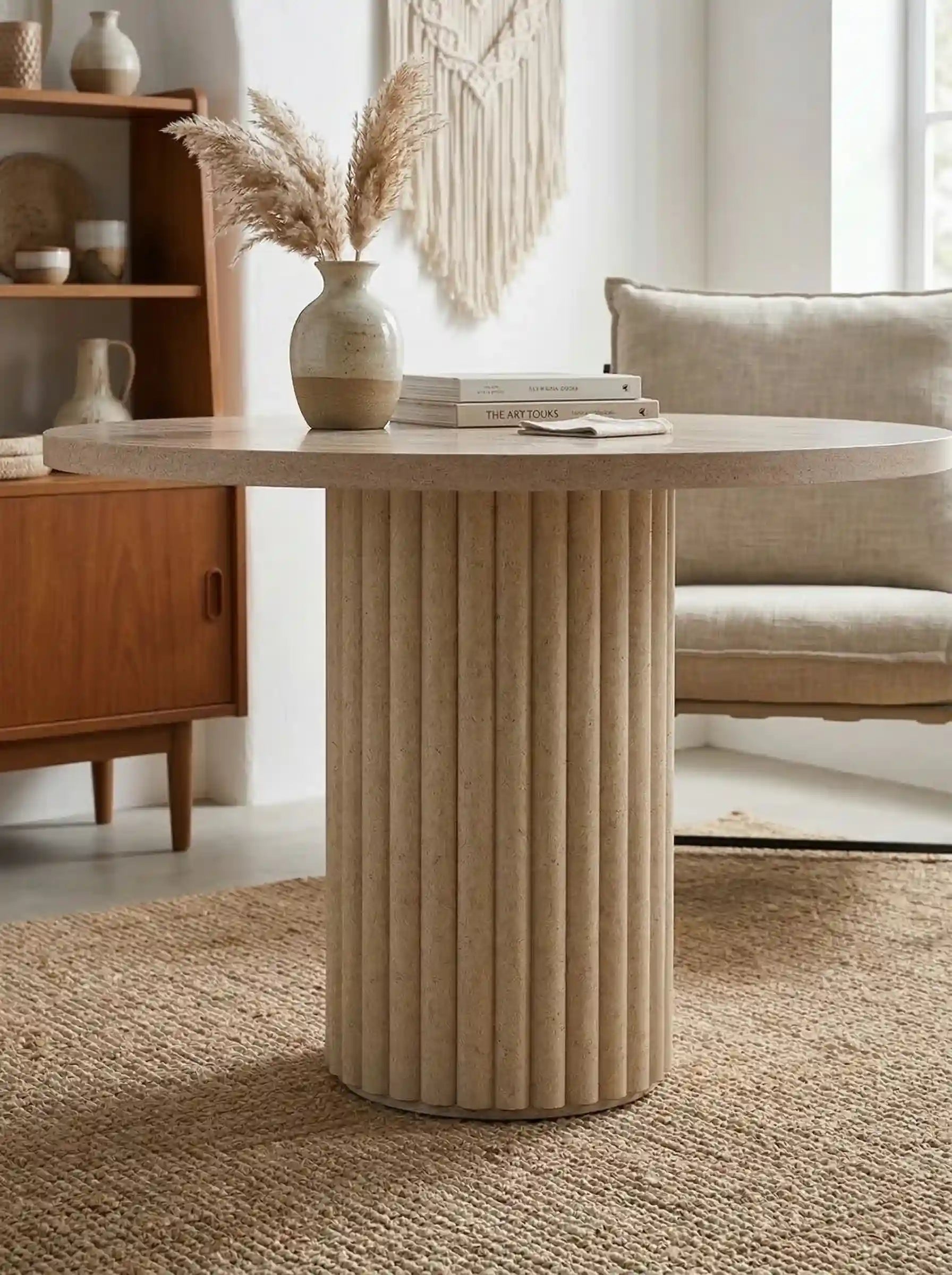 Fitilli 4 Kişilik Bohem Traverten Yemek Masası - Evimlüks