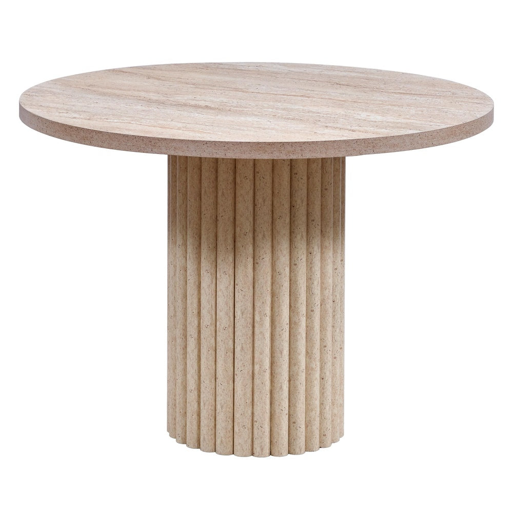 bohem traverten yuvarlak yemek masası 