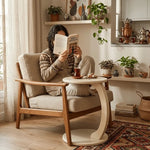 Ham Ahşap Yuvarlak C Sehpa - Koltuk Altı Sehpa - Evimlüks