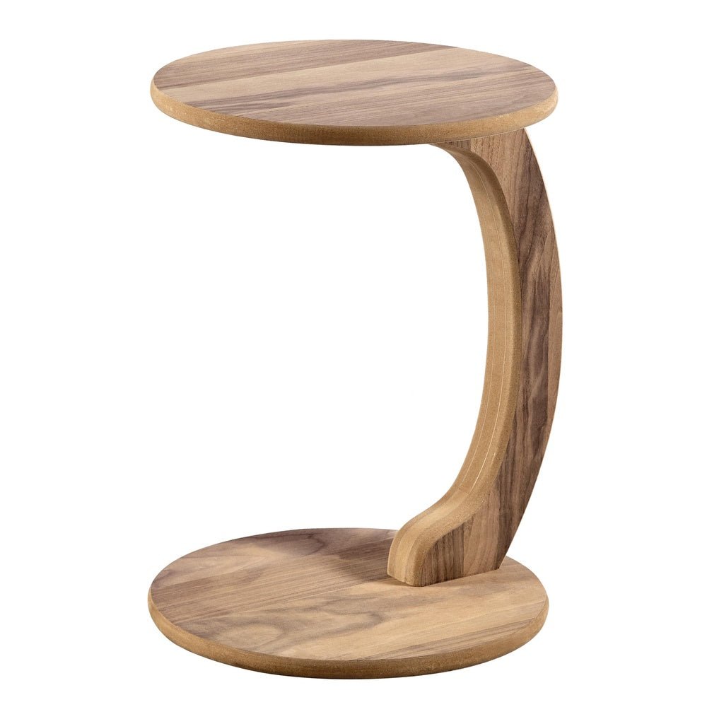 Ham Ahşap Yuvarlak C Sehpa - Evimlüks Koltuk altına giren sehpa