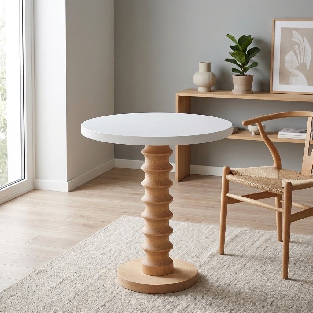 Ham Ahşap Çark Kafe Masa Ayağı - Evimlüks