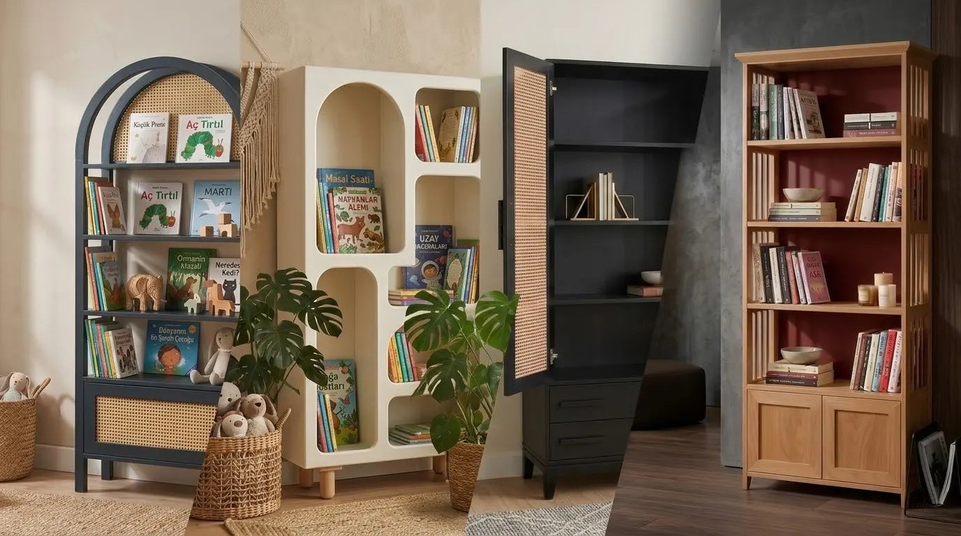 evimlüks masif ahşap kitaplıklar 