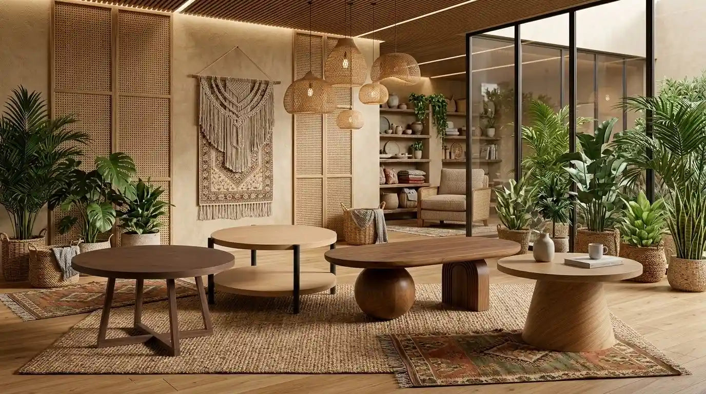 ham masif ahşap orta sehpalar 