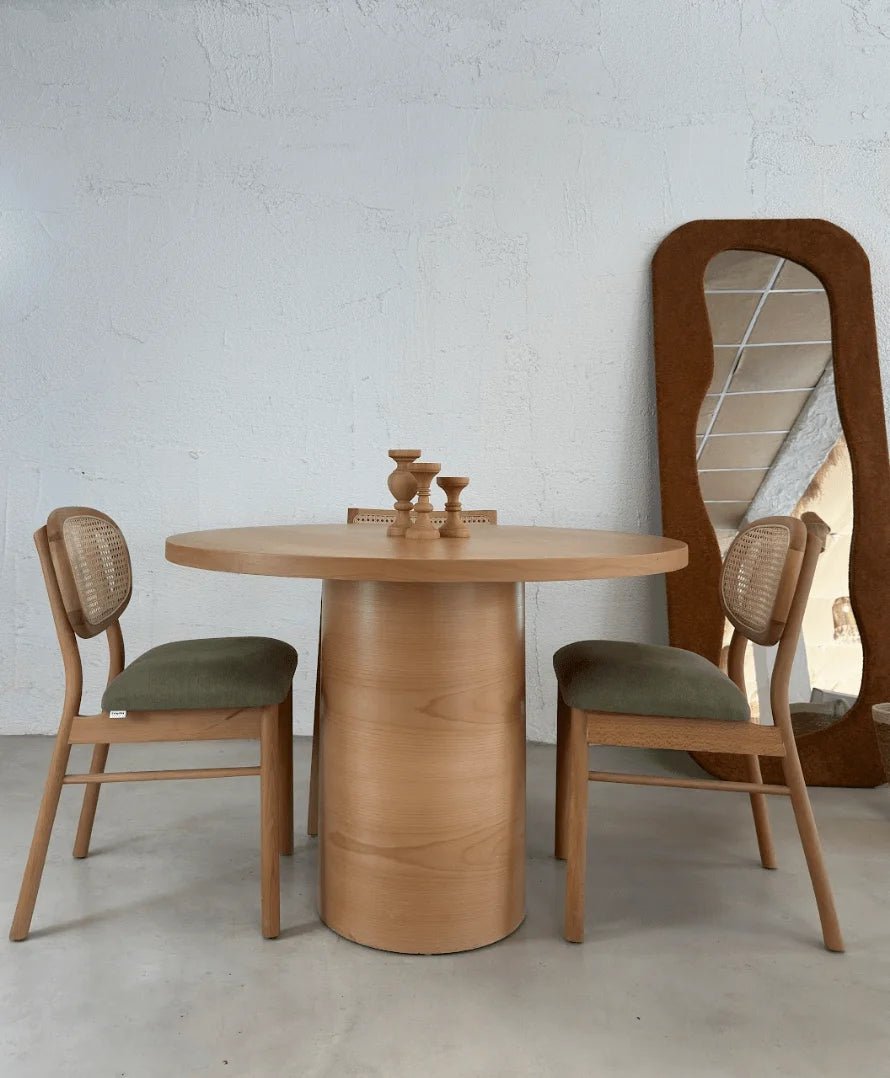 Rossy Silindir Ayaklı 4 Kişilik Kayın Kaplama Masa - Evimlüks