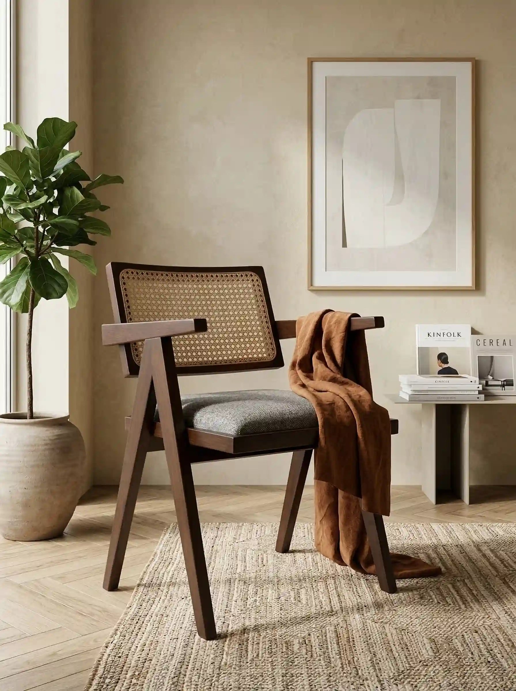 Luna Hazeran Sırtlı Masif Ahşap Sandalye