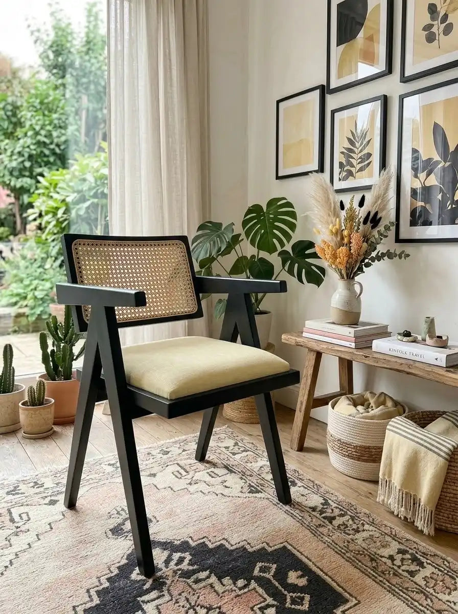 Luna Hazeran Sırtlı Masif Ahşap Sandalye