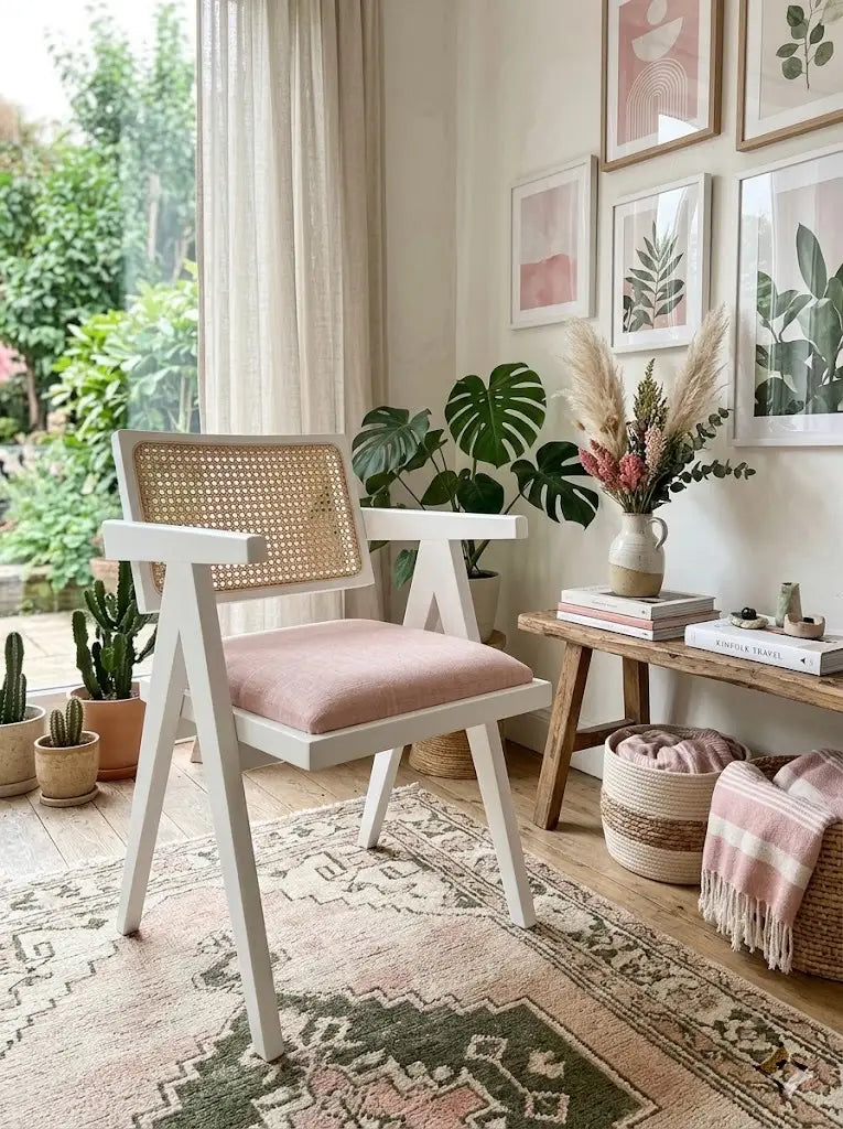 Luna Hazeran Sırtlı Masif Ahşap Sandalye