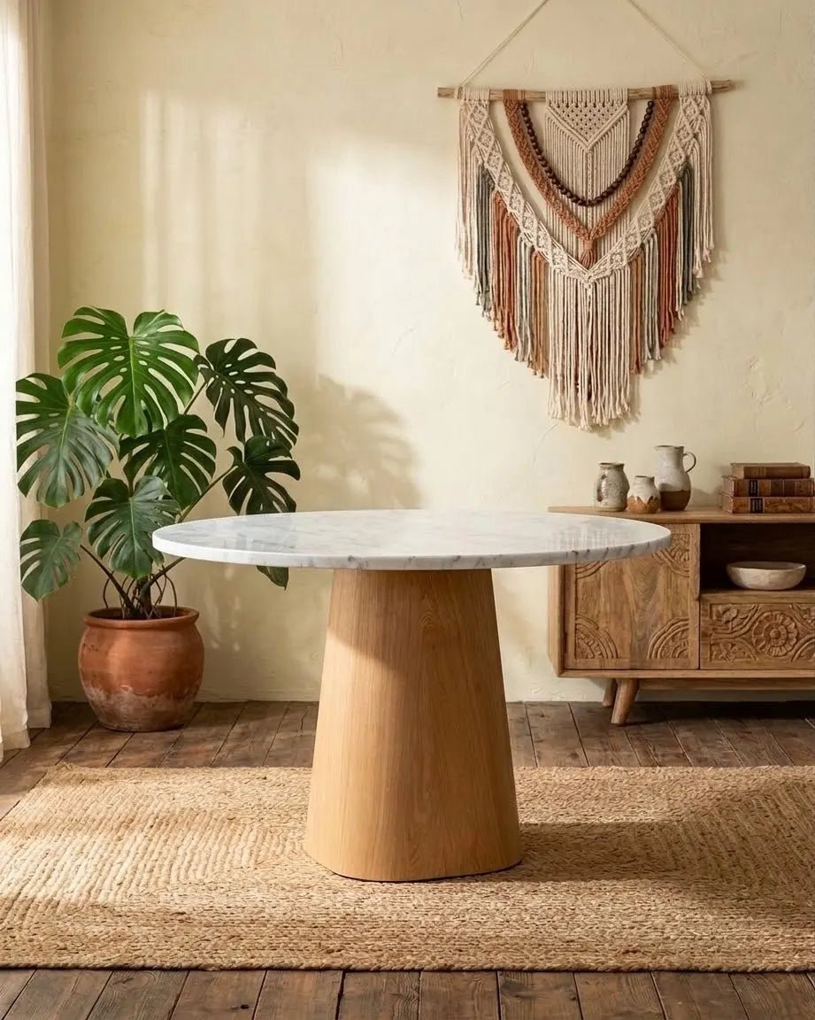 Ham Doğal Meşe Kaplama Piramit Masa Ayağı - Evimlüks