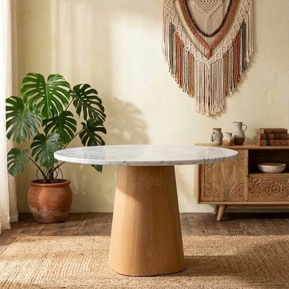 Ham Doğal Meşe Kaplama Piramit Masa Ayağı - Evimlüks