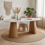 Ham Doğal Meşe Kaplama İkili Masa Ayağı - Evimlüks