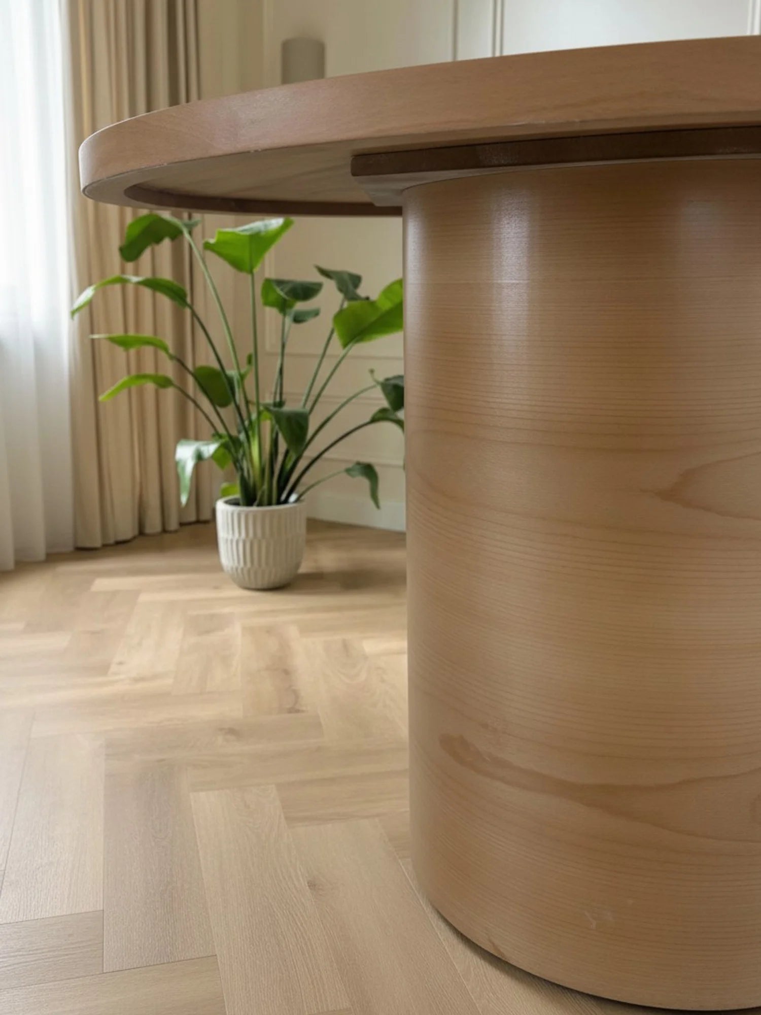 Rossy Silindir Ayaklı 4 Kişilik Kayın Kaplama Masa - Evimlüks