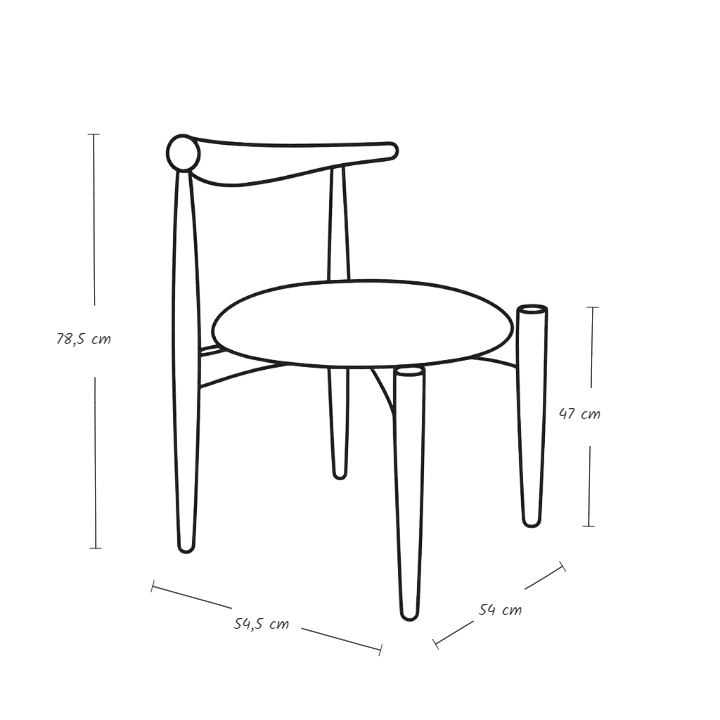 Soma sandalye teknik çizim genişlik 54 cm derinlik 54.5 cm yükseklik 78.5 cm oturma yüksekliği 47 cm kol yüksekliği yok ürün görseli
