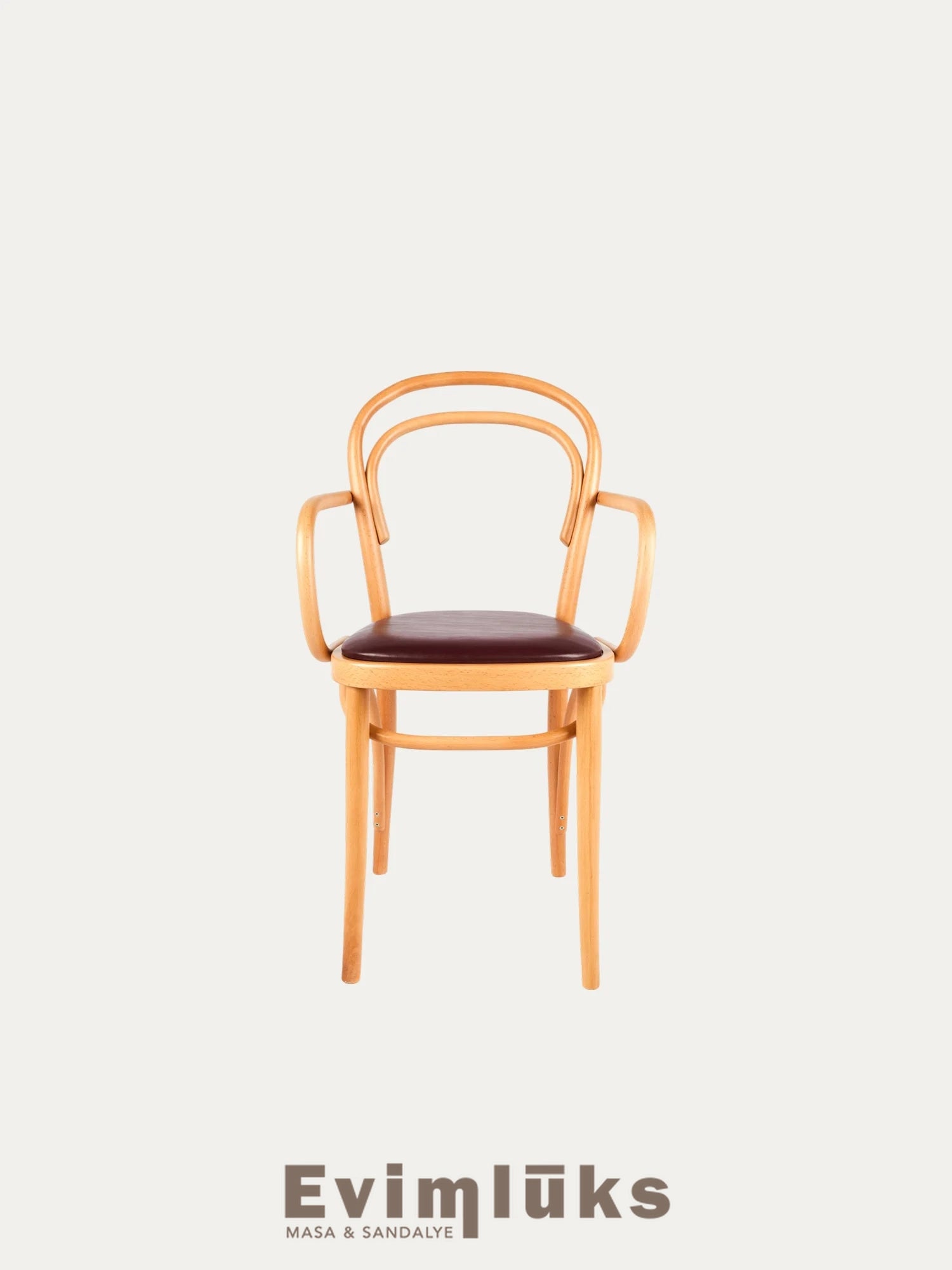 Thonet Model 14 Döşemeli Kollu Ahşap Sandalye