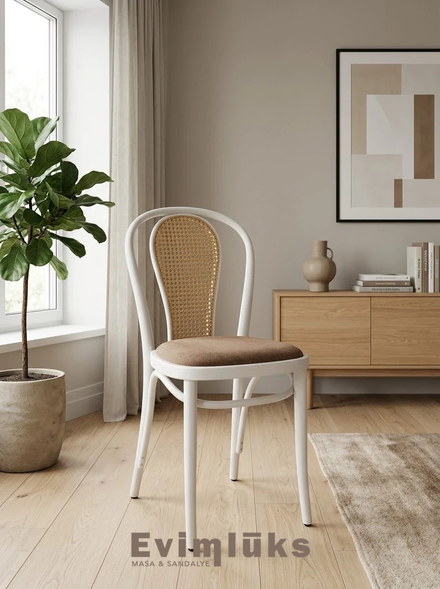 Thonet Model 18 Sırtı Hazeranlı Döşemeli Sandalye