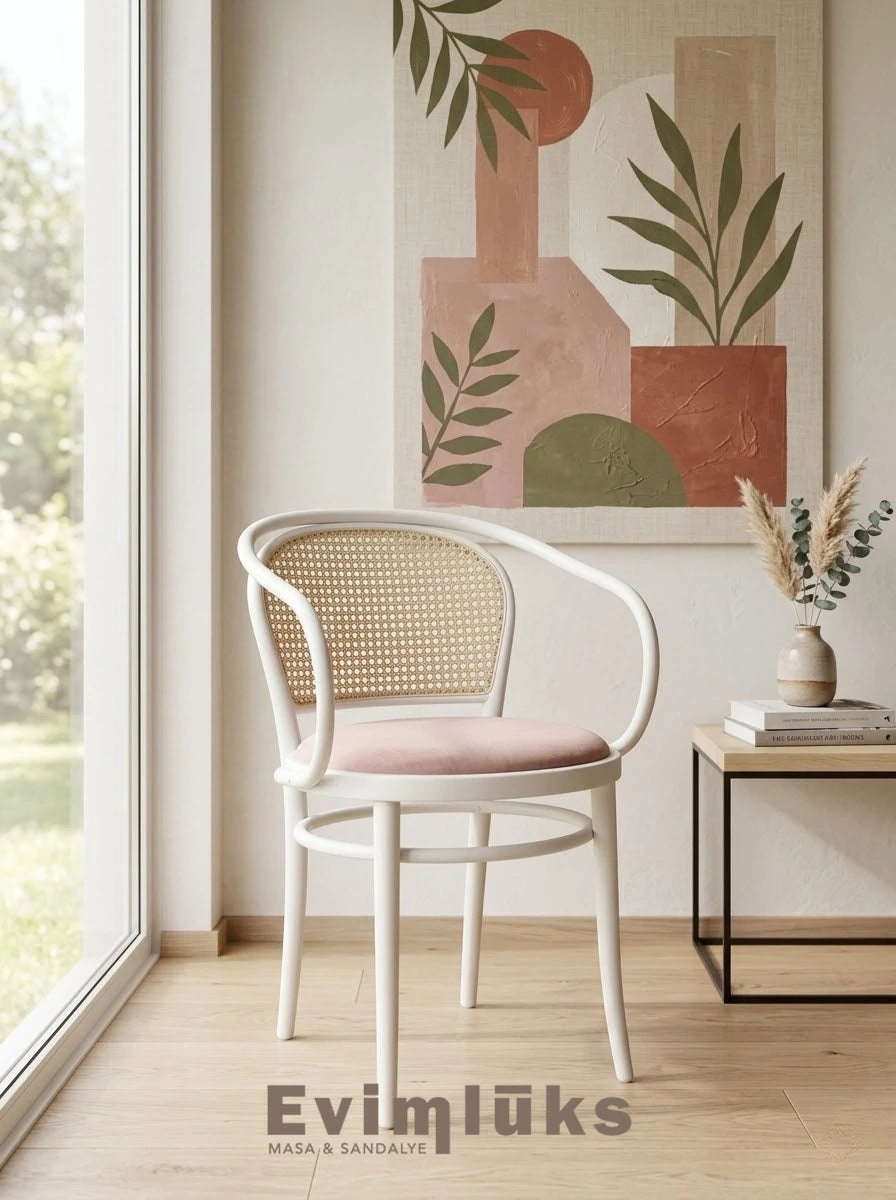 Thonet Model 30 Döşemeli Kollu Hazeranlı Sandalye