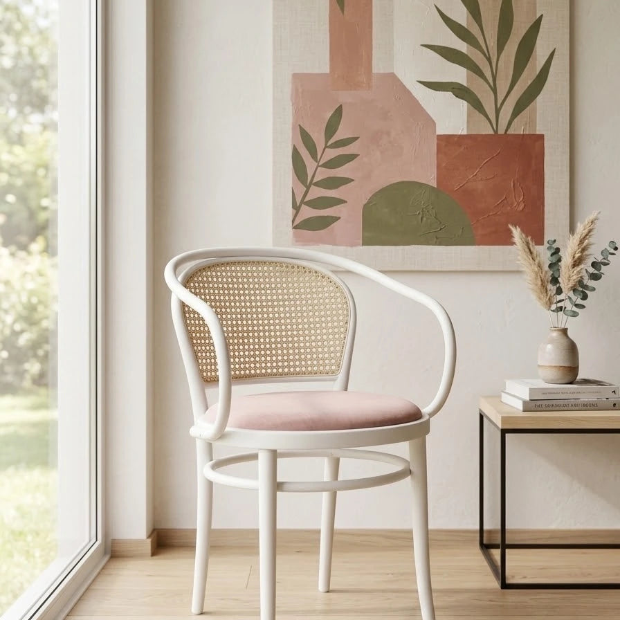 Thonet Model 30 Döşemeli Kollu Hazeranlı Sandalye