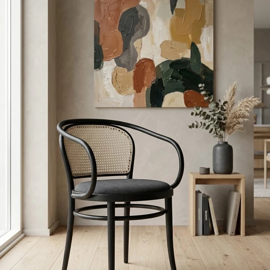 Thonet Model 30 Döşemeli Kollu Hazeranlı Sandalye
