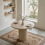 Fitilli 4 Kişilik Bohem Traverten Yemek Masası - Evimlüks